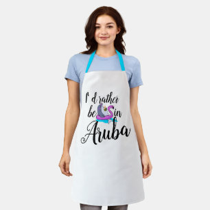 Funny Rather be in Aruba Custom Design Womens Mens Apron