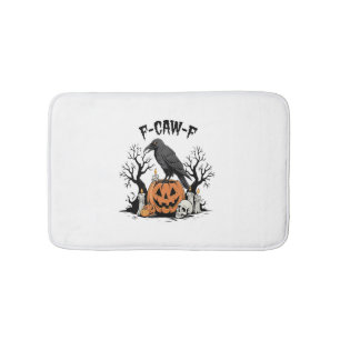 Funny Raven, F-Caw-F, Skull Raven, Gothic Crow Bath Mat