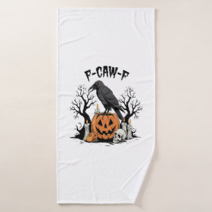 Funny Raven, F-Caw-F, Skull Raven, Gothic Crow Bath Towel
