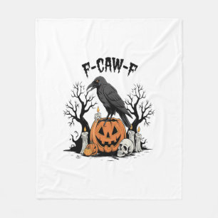 Funny Raven, F-Caw-F, Skull Raven, Gothic Crow Fleece Blanket