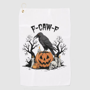 Funny Raven, F-Caw-F, Skull Raven, Gothic Crow Golf Towel