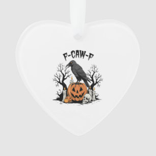 Funny Raven, F-Caw-F, Skull Raven, Gothic Crow Ornament