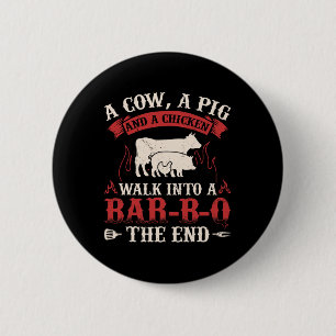 Funny Rbecue Cow Pig Chicken Graphic Meat Smoking 6 Cm Round Badge