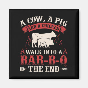 Funny Rbecue Cow Pig Chicken Graphic Meat Smoking Magnet