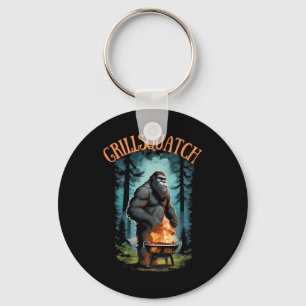 Funny Rbecue Griller Shirt - Bigfoot Grilling Sasq Key Ring