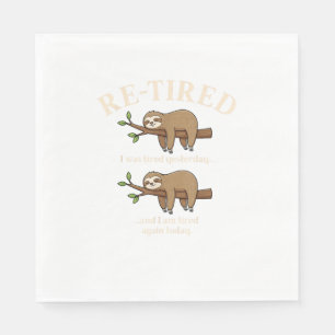 Funny Re-Tired Definition Sloth T-Shirt Napkin