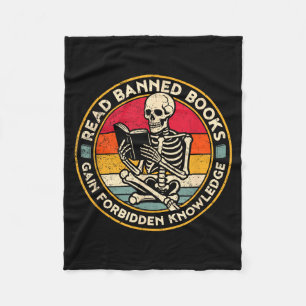 Funny Read Banned Books Retro Book Lover Reading S Fleece Blanket