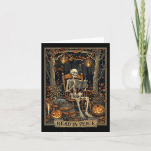 Funny Read In Peace Skeleton Halloween Read Bynned Card