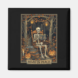 Funny Read In Peace Skeleton Halloween Read Nned B Magnet