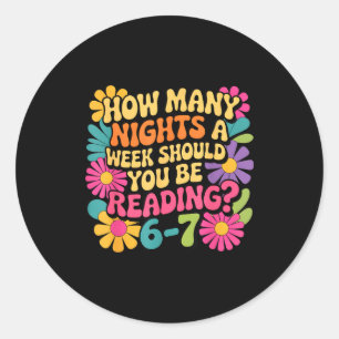 Funny Reading Book Teacher 67 Six Seven Meme  Classic Round Sticker