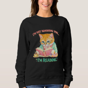 Funny Reading Cat Retro Book Lover Gift Sweatshirt