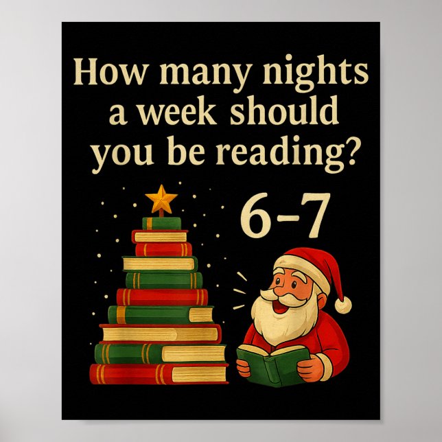 Funny Reading Christmas Tree Book– Reading 6 7 Mem Poster (Front)