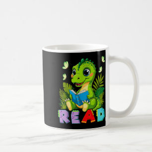 Funny reading dinosaur t rex dino book lover coffee mug
