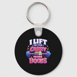 Funny reading fitness book lover weightlifting key ring