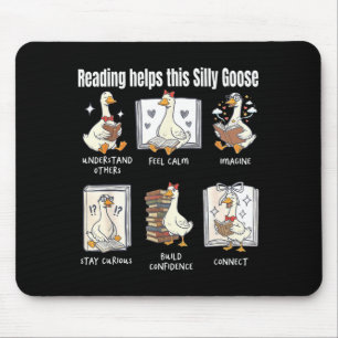 Funny reading helps this silly goose librarian mouse pad