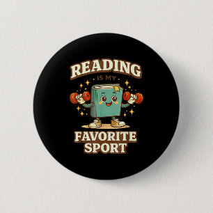 Funny reading is favourite sport book lover humour 6 cm round badge