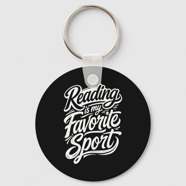Funny reading is favourite sport for librarian key ring (Front)