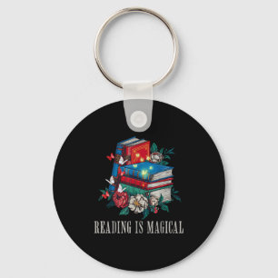 Funny reading is magical vintage book lover retro key ring