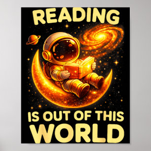 Funny reading is out of this world space books poster