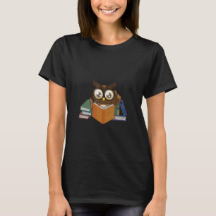 Funny Reading Owl Men Women Book Lover Book Worm L T-Shirt