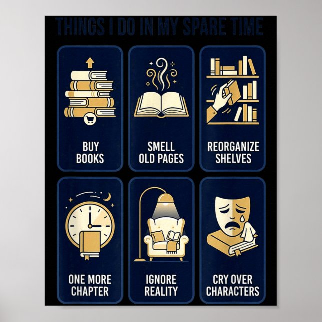 Funny reading things do in spare time bookworm poster (Front)