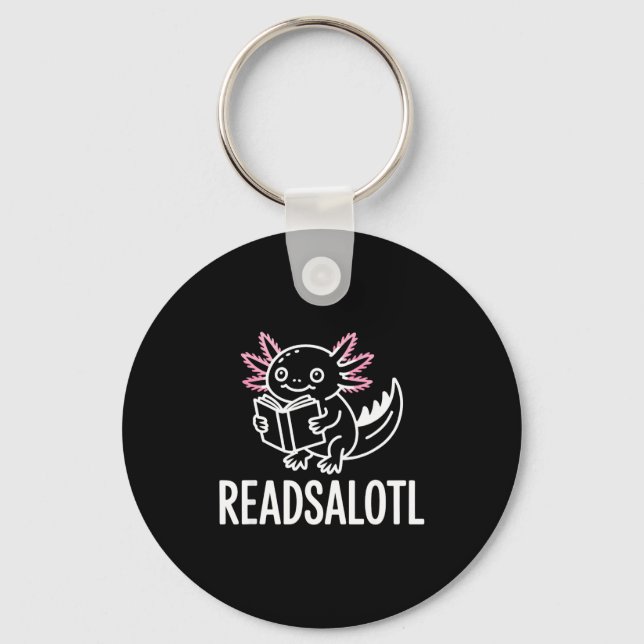 Funny readsolotl axolotl book lover reading key ring (Front)