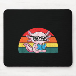 Funny readsolotl pink kawaii axolotl book lover mouse pad
