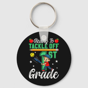Funny Ready To Tackle 1st Grade Softll Ck To Schoo Key Ring