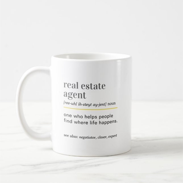 Funny Real Estate Agent Definition Gift Coffee Mug (Left)