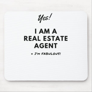 Funny Real Estate Agent Unique Black and White Mouse Pad