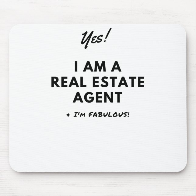 Funny Real Estate Agent Unique Black and White Mouse Pad (Front)