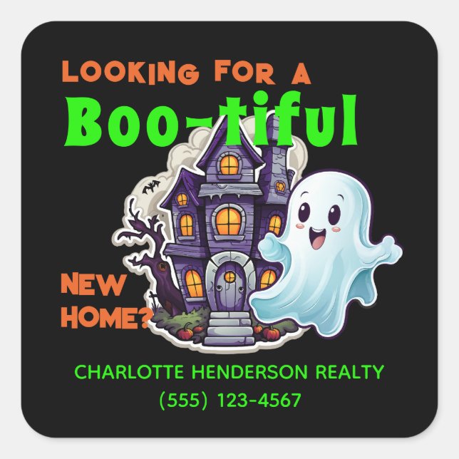Funny Real Estate Haunted House Square Sticker (Front)