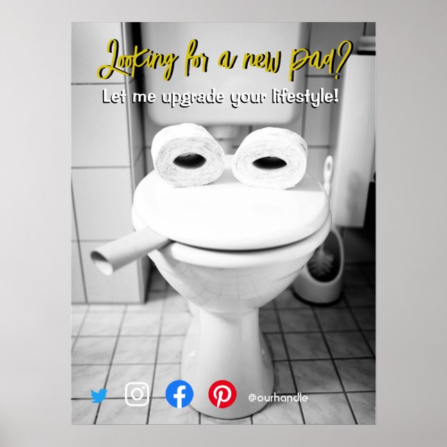 funny real estate postcard cramped toilet poster (Front)