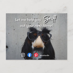 funny real estate sniff out your next home dog postcard