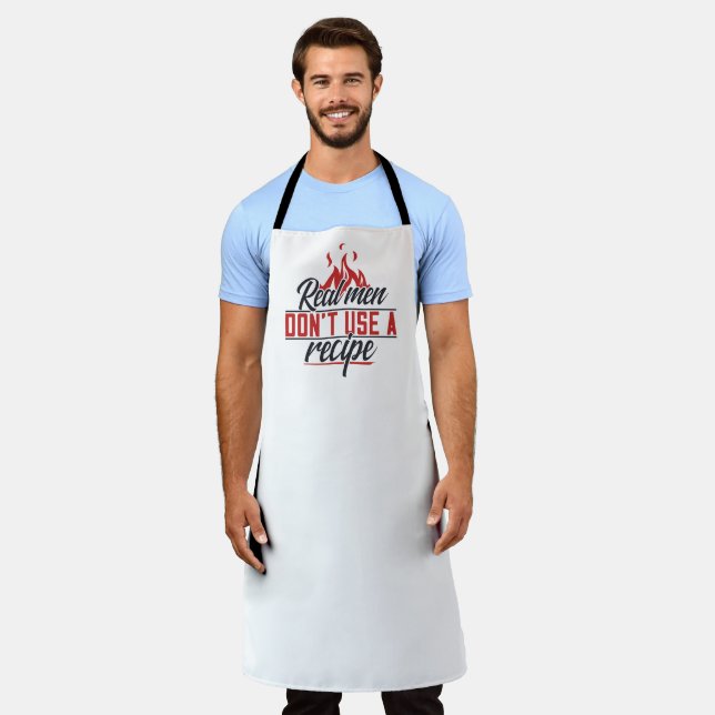 Funny Real Men BBQ Recipe Apron (Worn)