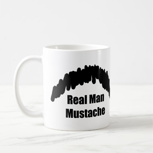 Funny Real Men Cookie Duster Moustache Coffee Mug (Left)