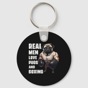 Funny Real Men Love Pugs And Boxing Fitness Gym Wo Key Ring