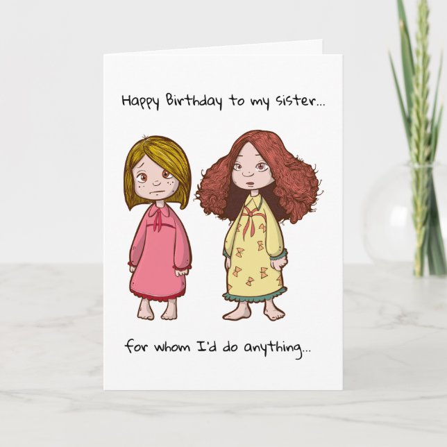 Funny  Real Parents Happy Birthday Sisters Card (Front)