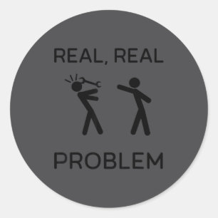 Funny Real Real Problem Stick Man Figure Mechanic Classic Round Sticker