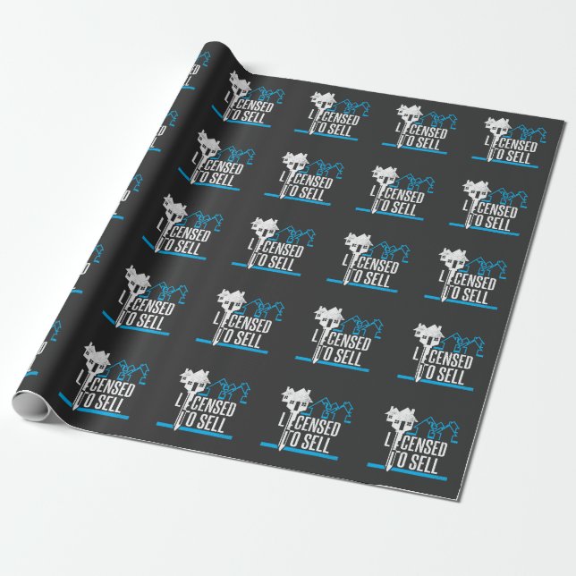 Funny Realtor Licensed to Sell Real Estate Agent Wrapping Paper (Unrolled)