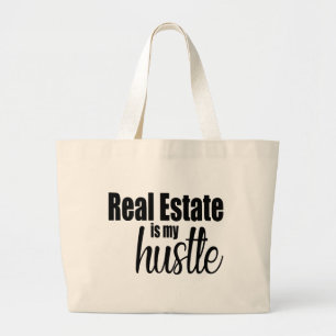 Funny Realtor Real Estate Agent Broker Hustle Large Tote Bag
