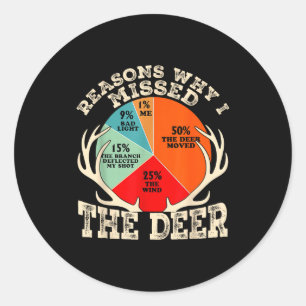 Funny Reasons I Missed The Deer Hunting Hunter Sea Classic Round Sticker