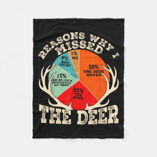 Funny Reasons I Missed The Deer Hunting Hunter Sea Fleece Blanket