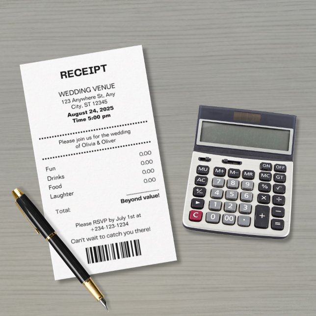 Funny, Receipt theme wedding invitation (Creator Uploaded)