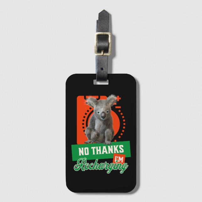 Funny Recharging Koala Introvert Mood Luggage Tag (Front Vertical)