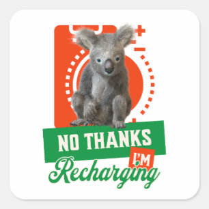 Funny Recharging Koala Introvert Mood Square Sticker