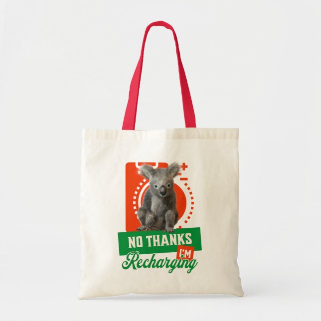 Funny Recharging Koala Introvert Mood Tote Bag (Front)
