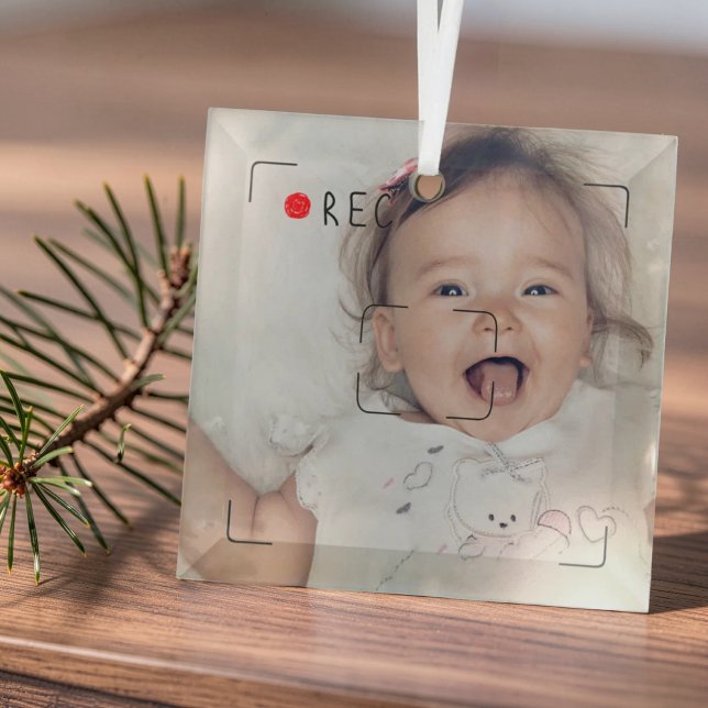 Funny Record Red Dot Custom Photo Glass Tree Decoration (Creator Uploaded)