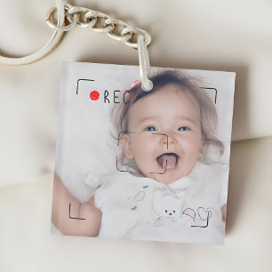 Funny Record Red Dot Custom Photo Key Ring