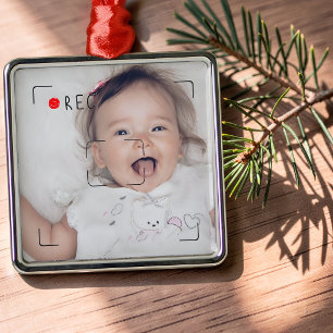 Funny Record Red Dot Custom Photo Metal Ornament